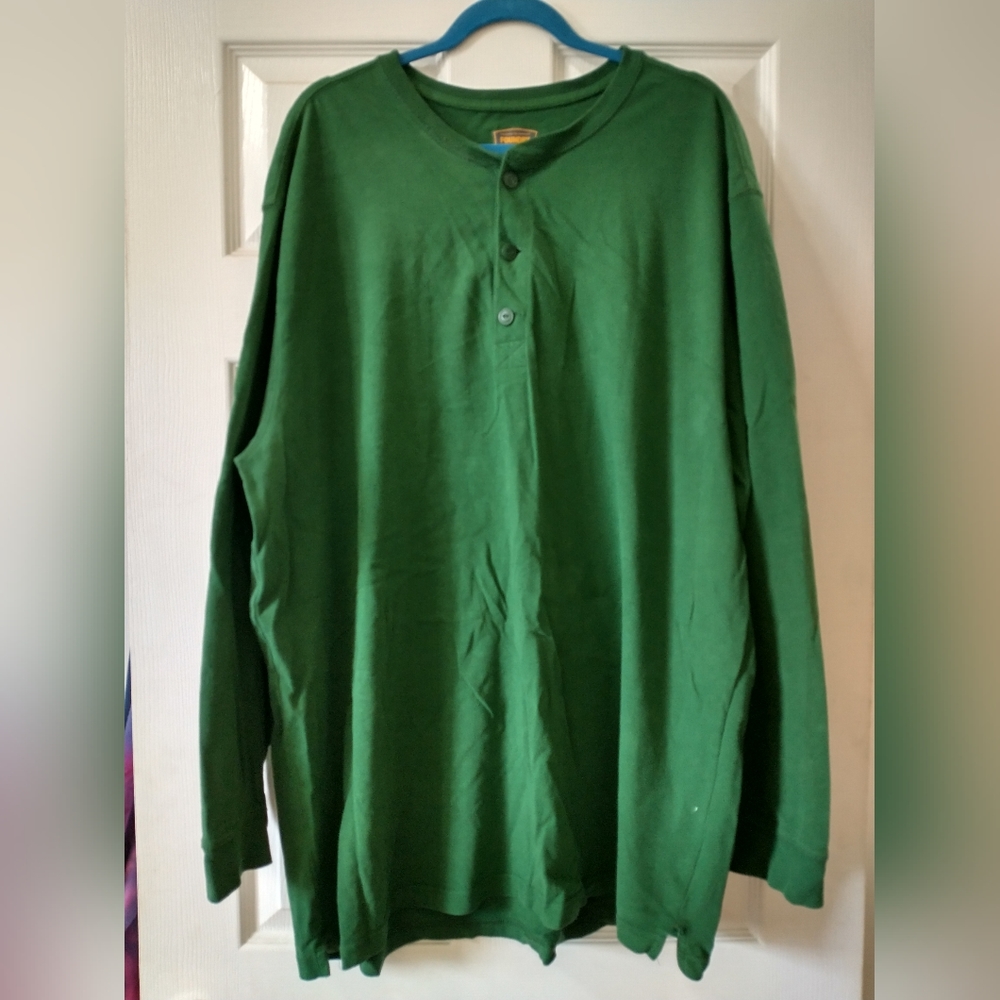 Foundry Supply Co. Men's Big & Tall 2XLT Long Sleeve Hunter Green Henley Shirt